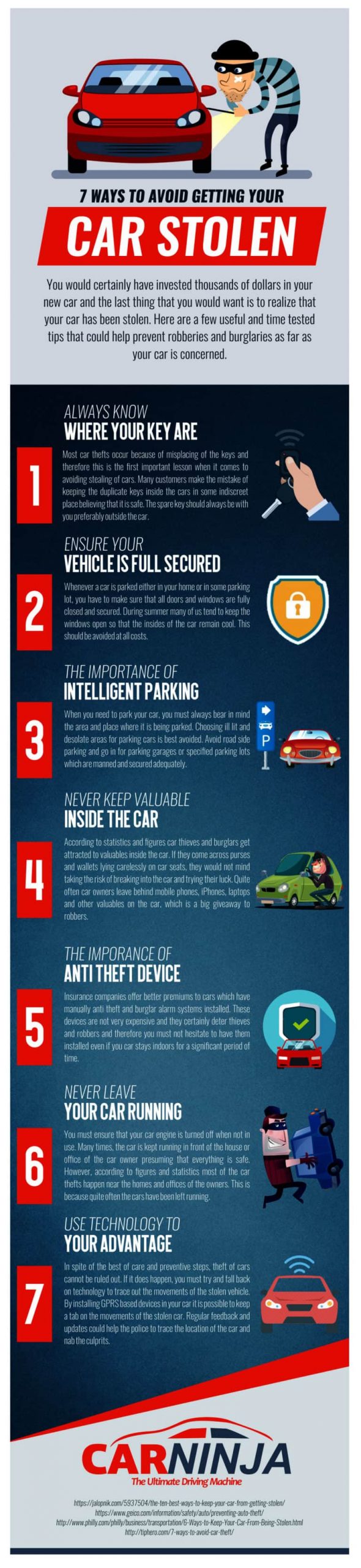 Ways to avoid car theft, via Car Ninja.