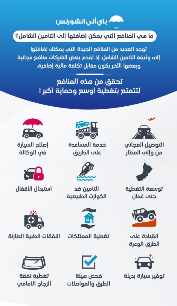 ملحقات التأمين الشامل للسيارة